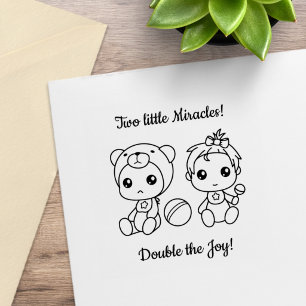 Tweeling Meisje Beer Baby Shower 2 Rubberstempel