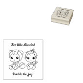 Tweeling Meisje Beer Baby Shower 2 Rubberstempel (Gestempeld)