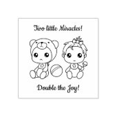 Tweeling Meisje Beer Baby Shower 2 Rubberstempel (Afrduk)