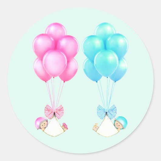 Tweeling meisje en jongen ronde sticker (Voorkant)