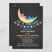 Tweeling meisje en jongen teddybeer babyshower kaart (Voorkant / Achterkant)