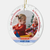 Tweeling Meisje Jongen 1e Kerstmis Groot-grootoude Keramisch Ornament (Links)