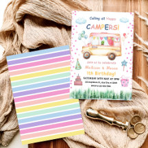 Tweeling Meisje & Jongen Happy Camper Verjaardagsu