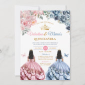 Tweeling meisje jurk Quinceañera 15 jaar bloemen g Kaart (Voorkant)
