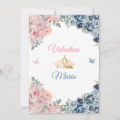 Tweeling meisje jurk Quinceañera 15 jaar bloemen g Kaart (Achterkant)