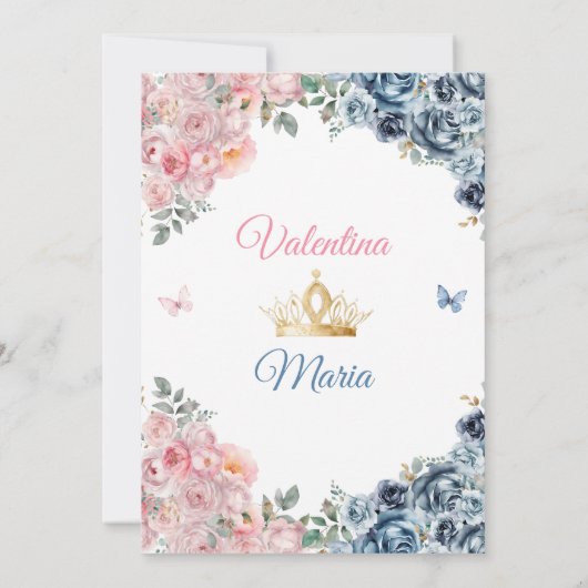 Tweeling meisje jurk Quinceañera 15 jaar bloemen g Kaart (Achterkant)