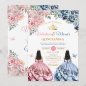 Tweeling meisje jurk Quinceañera 15 jaar bloemen g Kaart (Voorkant / Achterkant)