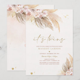 Tweeling Meisje Pampas Grass Bohemian Desert Baby  Kaart