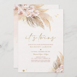 Tweeling Meisje Pampas Grass Bohemian Desert Baby  Kaart