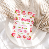Tweeling Meisjes Aardbei Roze Groen Schattige Baby Kaart