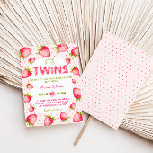 Tweeling Meisjes Aardbei Roze Groen Schattige Baby Kaart