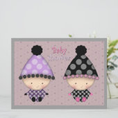 Tweeling Meisjes Baby Douche uitnodigingen (Staand voorkant)