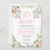 Tweeling Meisjes Baby Douche Uitnodigingen met Oli (Voorkant)