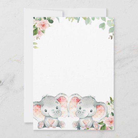 Tweeling Meisjes Baby Douche Uitnodigingen met Oli (Achterkant)