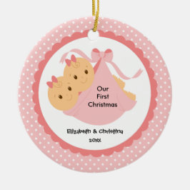 Tweeling Meisjes Baby Eerste Kerst Ornament
