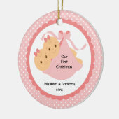 Tweeling Meisjes Baby Eerste Kerst Ornament (Links)