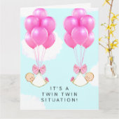 Tweeling Meisjes Baby Kaart (Gele Bloem)