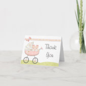 Tweeling Meisjes Baby shower Dank u Card Bedankkaart (Voorkant)