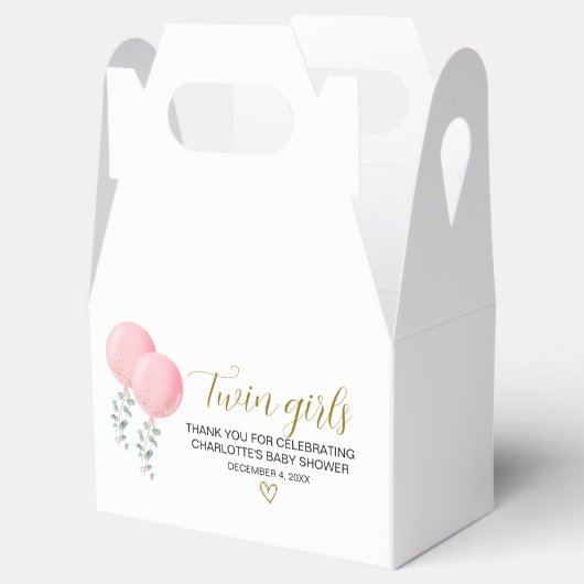 Tweeling Meisjes Baby shower Favor Box Bedankdoosjes (Geopend)