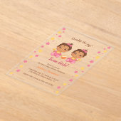Tweeling Meisjes Baby shower Transparant 2 Acryl Uitnodigingen (Laagn)