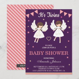 Tweeling Meisjes Baby Shower Uitnodiging met Mooie