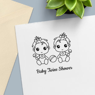 Tweeling Meisjes Baby Shower Zelfinktende Stempel