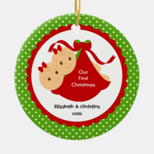 Tweeling Meisjes Baby's Eerste Kerstmis Ornament