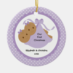 Tweeling Meisjes Baby's Eerste Kerstmis Ornament