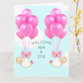 Tweeling Meisjes Baby's Kaart (Gele Bloem)
