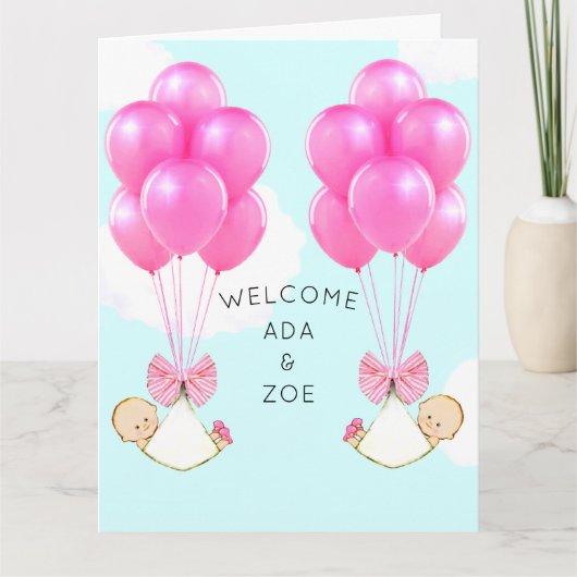 Tweeling Meisjes Baby's Kaart (Voorkant)