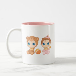 Tweeling Meisjes Beer Overall Tweekleurige Koffiemok