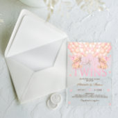 Tweeling Meisjes Beer Roze Ballons Baby shower Acryl Uitnodigingen