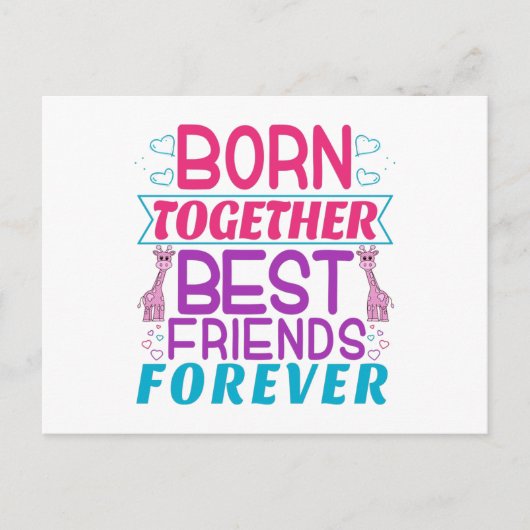 Tweeling Meisjes Beste Vrienden Citaat Briefkaart (Voorkant)