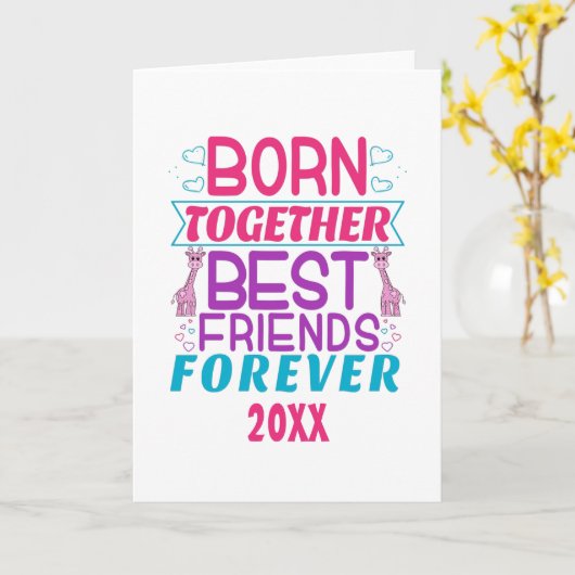 Tweeling Meisjes Beste Vrienden Citaat Kaart (Gele Bloem)