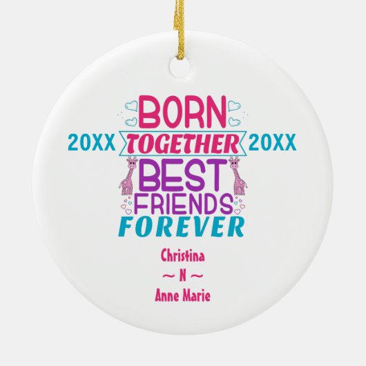 Tweeling Meisjes Beste Vrienden Citaat Keramisch Ornament (Achterkant)