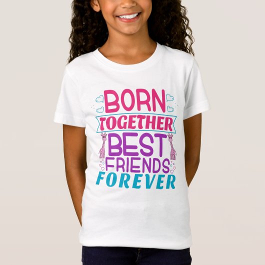 Tweeling Meisjes Beste Vrienden Citaat T-shirt (Voorkant)