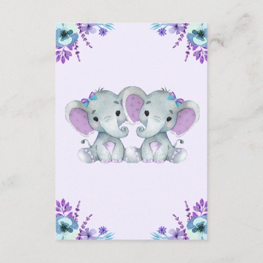 Tweeling Meisjes Dank u Kaarten met Olifanten Bloe (Achterkant)