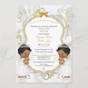 Tweeling Meisjes Doop Christening Goud Etnisch Kaart