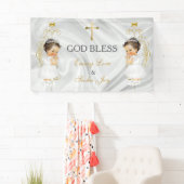 Tweeling Meisjes Doop Christening Goud Spandoek (Insitu)