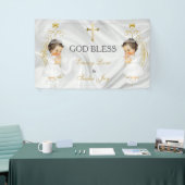 Tweeling Meisjes Doop Christening Goud Spandoek (Beurs)