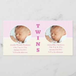 Tweeling Meisjes Dubbele Nieuwe Baby Foto Kaarten