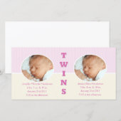 Tweeling Meisjes Dubbele Nieuwe Baby Foto Kaarten (Voorkant / Achterkant)