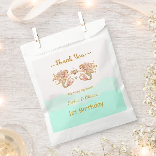 Tweeling Meisjes Fairy Zeemeermin Verjaardag Bedankzakje (Geknipt)