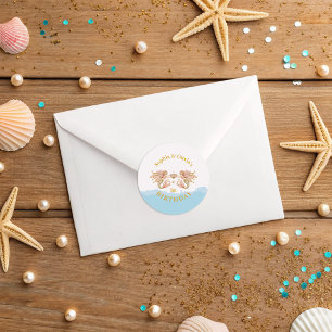 Tweeling Meisjes Fairy Zeemeermin Verjaardag Ronde Sticker