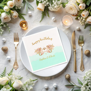 Tweeling Meisjes Fairy Zeemeermin Verjaardag Servet