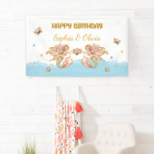 Tweeling Meisjes Fairy Zeemeermin Verjaardag Spandoek (Insitu)