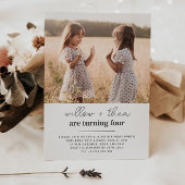 Tweeling Meisjes Gezamenlijke Verjaardag - Script Kaart