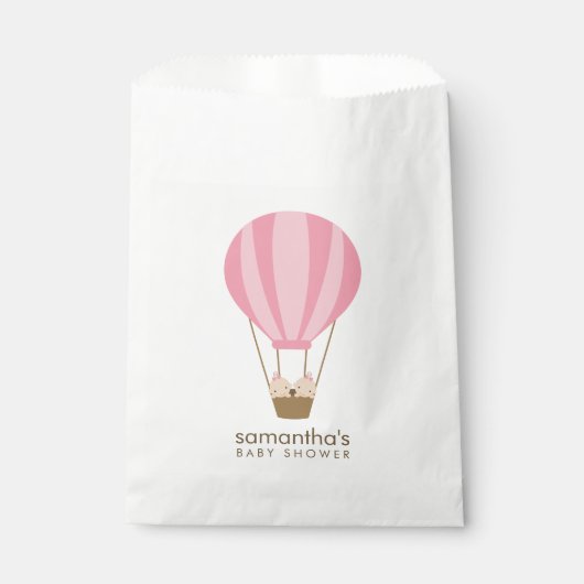 Tweeling Meisjes in Roze Ballon Baby shower Bedankzakje (Voorkant)