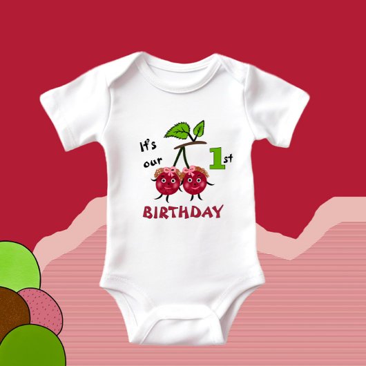 Tweeling meisjes kers romper