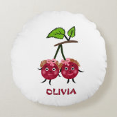 Tweeling meisjes kersen rond kussen (Voorkant)